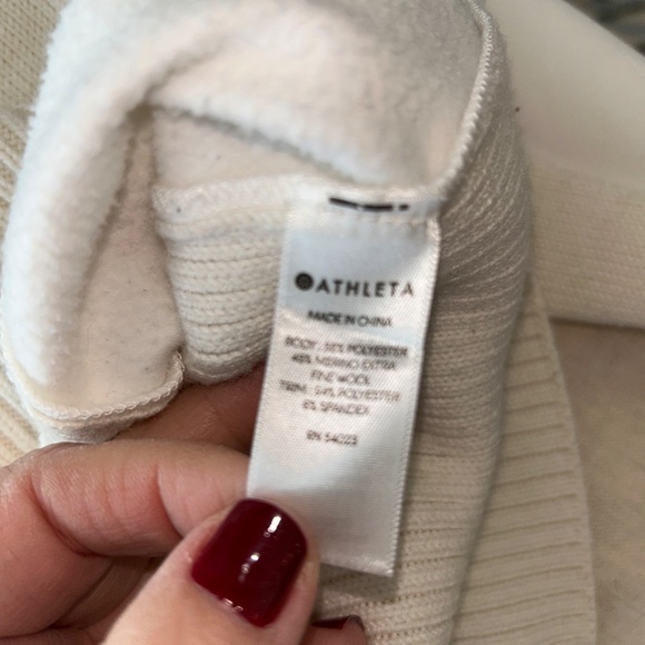 Athleta | "Mesa" hybrid T-Nick sweater | Cream | Women's M | Wool/poly blend - Picture 3 of 5